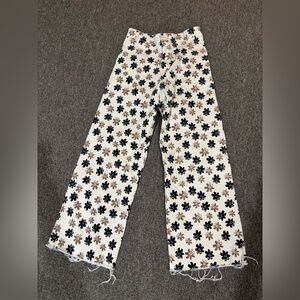 Zara The Marine Straight Floral Jean Size 2 NWOT High Waist Wide Leg Cropped